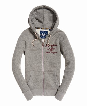 Superdry Rylee Embroidered Cipzár Női Kapucnis Pulóver Szürke | EXRGI5083